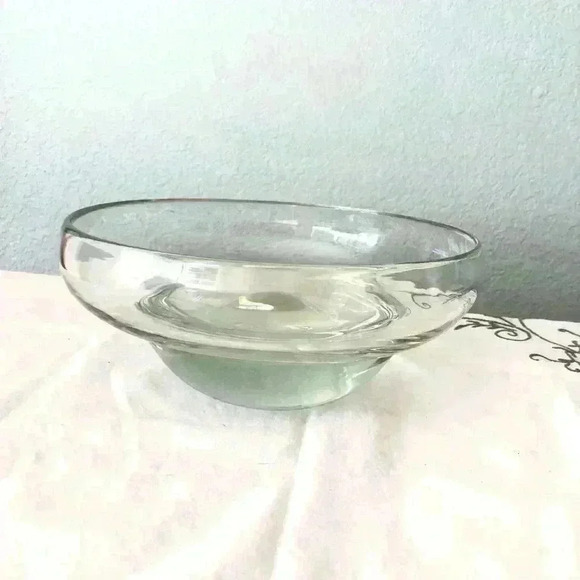 VTG heavy art glass bowl free form unique - Picture 1 of 8